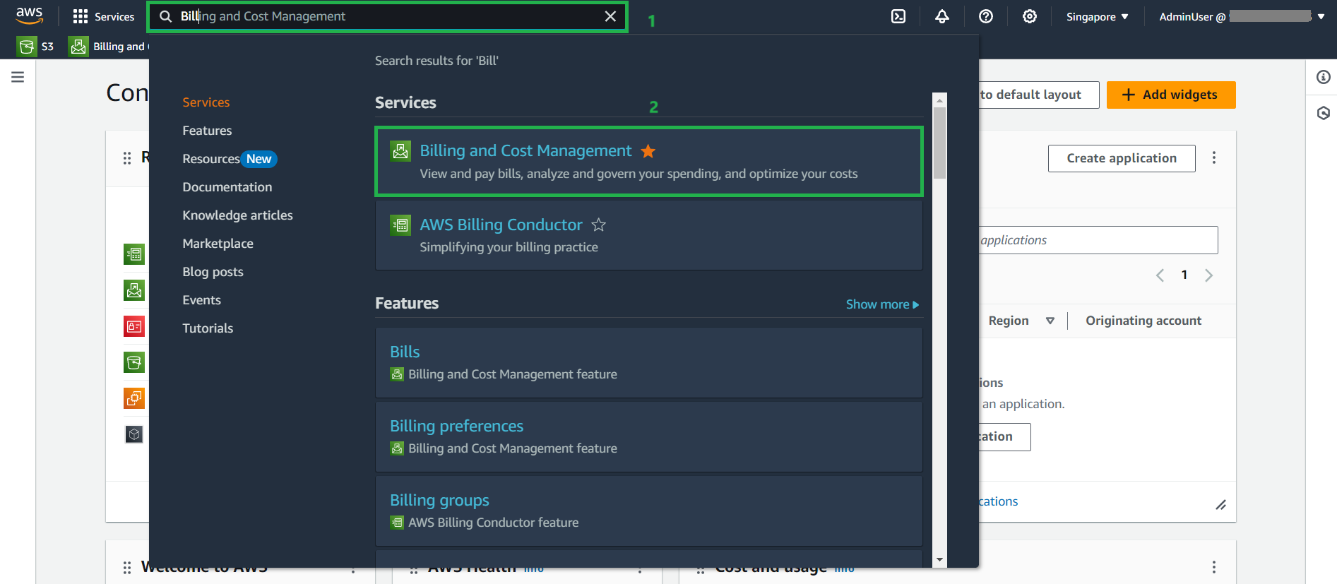 AWS Billing Console